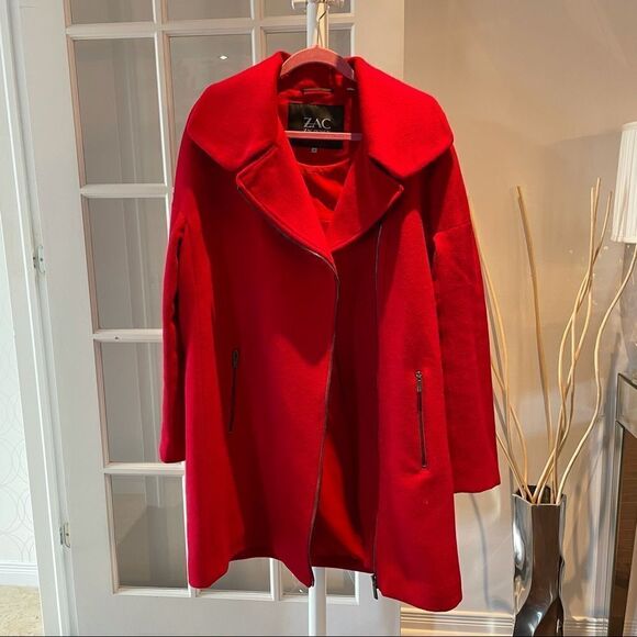 ZAC Zac Posen Julienne Crimson red wool coat - Picture 13 of 16